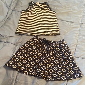 Striped Tank Top and Patterned Skirt Set